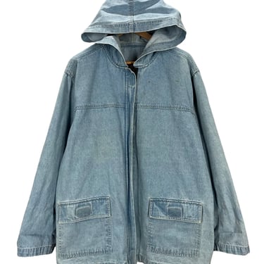 Vintage 90's Blue Denim Hooded Full Zip Jacket XL Streetwear