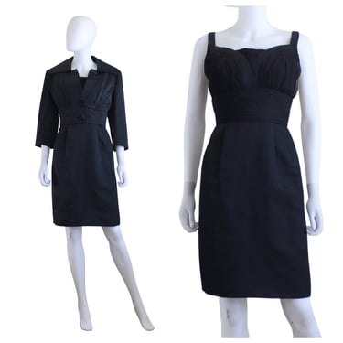 1950s Black Cocktail Dress with Matching Jacket - 1950 | Veracious Vintage  - Austin, TX | ATTIC