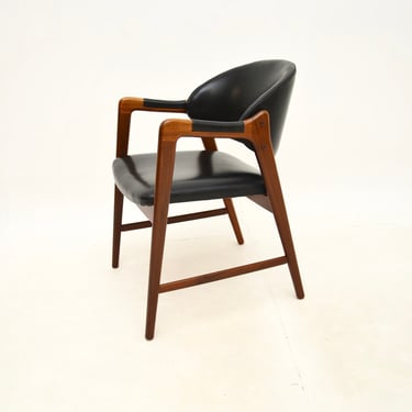 Vintage Scandinavian Leather Armchair / Desk Chair by Ingmar Relling
