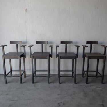 Set of 4 Custom Architectural Industrial Steel Barstools 