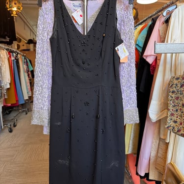 1950s Black Beaded Dress