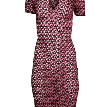 Love Moschino - Pink & Black Knit Short Sleeve Midi Dress Sz 4
