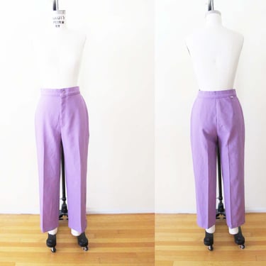Vintage 80s Levis Lavender Purple Polyester Pants S 27 Waist - 1980s High Waist Pastel Trousers Tapered Leg 