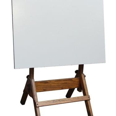 Vintage White Top Wood Drafting Table