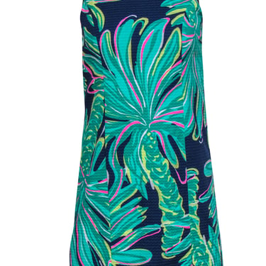 Lilly Pulitzer - Navy, Green & Pink Palm Tree Print Cotton Shift Dress Sz 0
