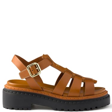 Prada Women Leather Cage Sandals