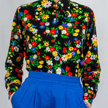 1960's MISS HOLLY bright floral button down
