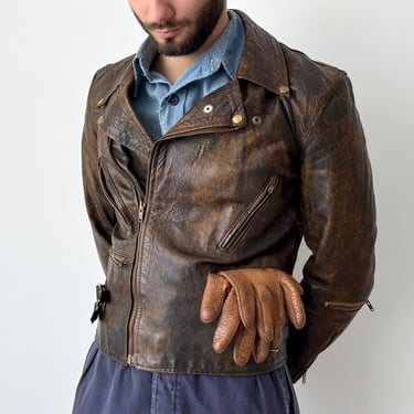 80s Brown Leather Jacket | Large | Men's Leather Coat | | Hamlet's