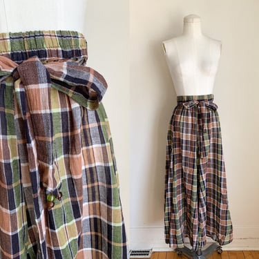 Vintage deadstock Cotton Gauze Plaid Skirt / M 
