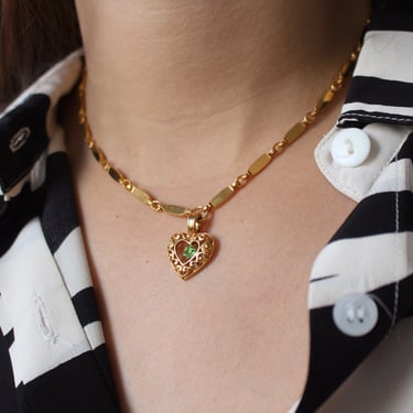 Vintage Dainty Heart Charm Necklace