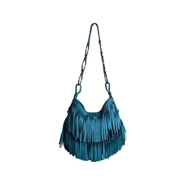 YSL Blue Fringe Shoulder Bag
