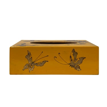 Bright Yellow Butterflies Flowers Rectangular Shape Tissue Box ws2585E 