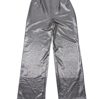 Hutch - Silver Metallic Textured Wide-Leg Trousers Sz S