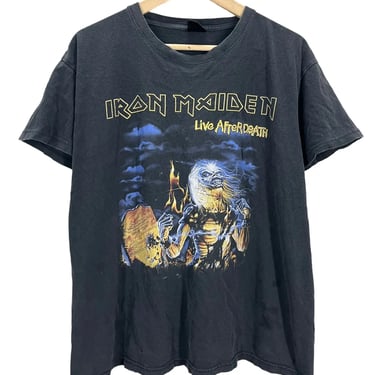Vintage Y2K Iron Maiden Live After Death Faded Black Band T-Shirt Boxy Large