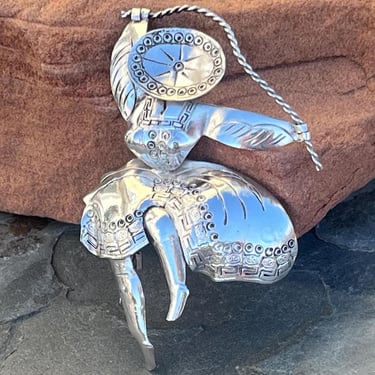 Vintage Peru Sterling Silver Lady In Traditional Dress Dancing With Rope Brooch / Pin 