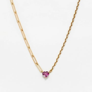 Maxi Collier Solitaire Coeur - Rose Or Jaune