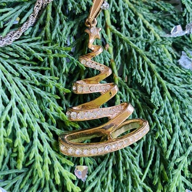 Christmas Tree Rhinestone Necklace Holiday Party 
