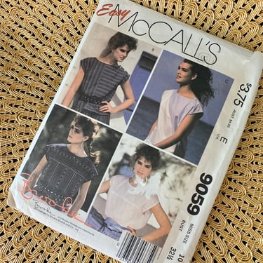 Vintage Sewing Pattern, McCalls 9059, Brooke Shields, Tops, Cap Sleeves, Complete with Instructions, 1984 Copyright 