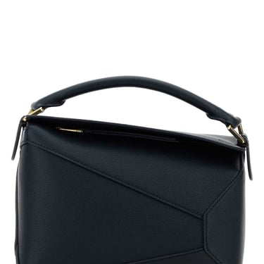 Loewe Women Navy Blue Leather Small Puzzle Handbag