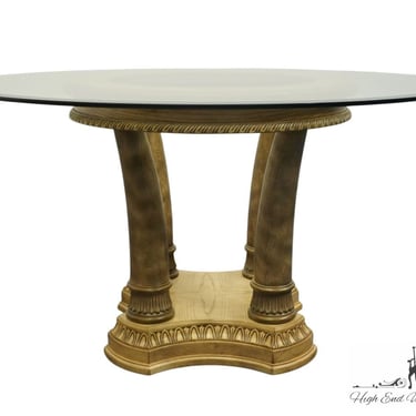 COLLEZIONE EUROPA Cream / Off White Italian Modern Style 54" Round Glass Topped Pedestal Dining Table 