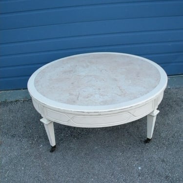 French Round Distressed Painted Coffee Table 6479