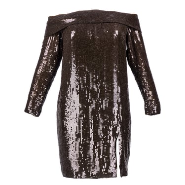 ANTHONY 80s Brown Sequin Off-Shoulder Dress