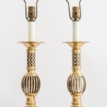 Asian Modern Style Brass Table Lamps, 1970s