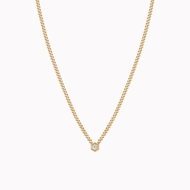 Diamond Hexagon Curb Chain Necklace