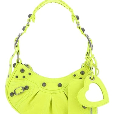 Balenciaga Woman Fluo Yellow Nappa Leather Le Cagole Xs Shoulder Bag