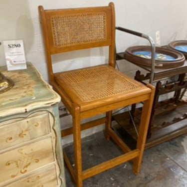 White Oak Rattan Cane Bar Stool