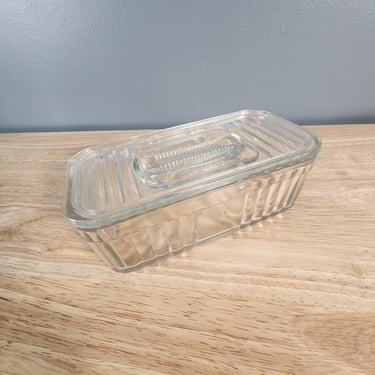 Vintage Clear Glass Refrigerator Dish with Lid 