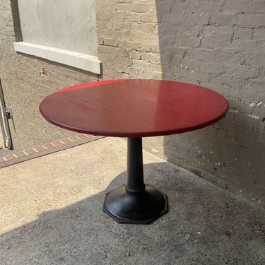 Painted Red Wood & Iron Bistro Table