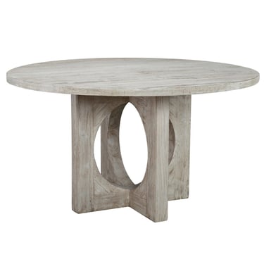 54" Round Pedestal Dining Table in White Wash Finish by Terra Nova Designs Los Angeles 