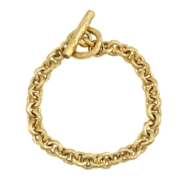 Fine Ancient Cable Chain Bracelet with Crystal Toggle