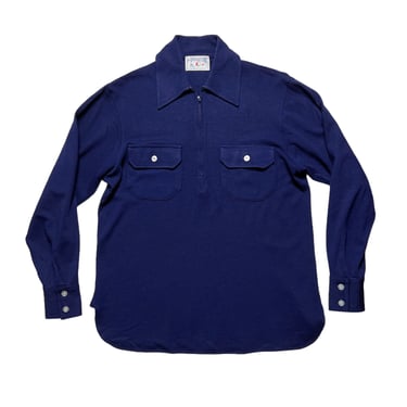 Vintage 1960s/1970s SPINNAKER Half Zip Wool Work Shirt ~ M ~ Navy ~ Talon Zipper / Gussets ~ Work Wear / Hunting ~ 1/2 Zip 
