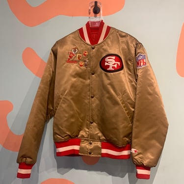 Vintage San Francisco 49ers Starter Jacket Satin With Vintage Enamel Pin Collection 