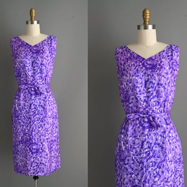 1950s vintage dress | Purple Silk Wiggle Dress | Small | 