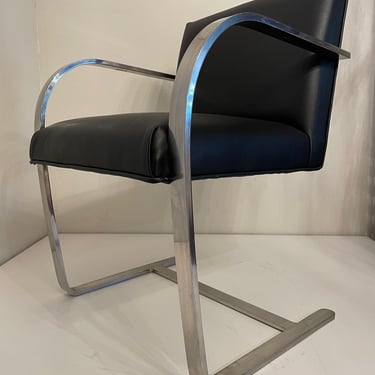 Early Production Knoll Cantilevered Chair - Stainless Steel and Leather - Bauhaus Style 