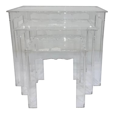 Modern Scalloped Acrylic Nesting Tables Set of 3