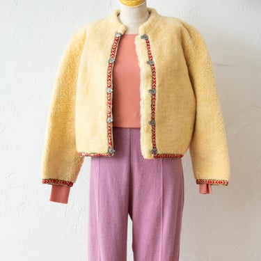 Vintage 1950s Norwegian Cropped Shearling Jacket XS/S/M