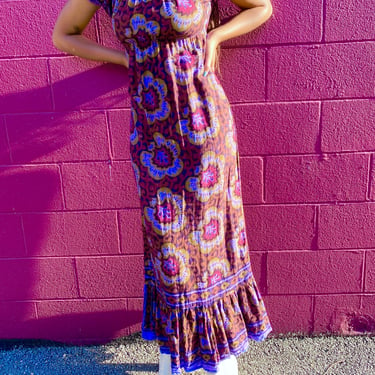 Passionflower Indian Cotton Maxi Dress