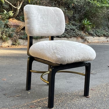Mid-Century Shearling Swivel Chair 