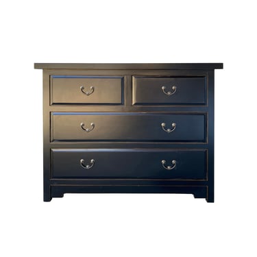 Oriental Black Lacquer 4 Drawers Sideboard Credenza Dresser Cabinet cs7521E 