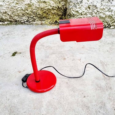 Vintage Table Lamp by Targetti Sankey / Retro Desk Lamp / Red Desk Lamp / Space Age Lighting / Italian Design / Table Lamp / Italy / '70s 