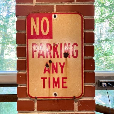 Vintage 1950s No Parking Sign Porcelain Antique California Highway 