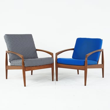 Kai Kristiansen No 121 Mid Century Paper Knife Teak Lounge Chairs - Pair - mcm 