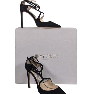 Jimmy Choo - Black Suede Pointed Toe "Lancer 100" Pumps Sz 8