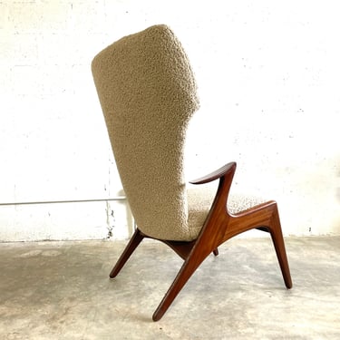 Kurt Ostervig Danish Modern Sculptural Wingback Lounge Chair 