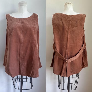 Vintage 1950s-60s Brown Corduroy Maternity Top / 40