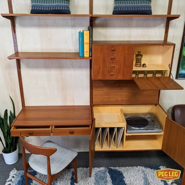 Danish Modern teak wall unit by Hansen & Guldborg